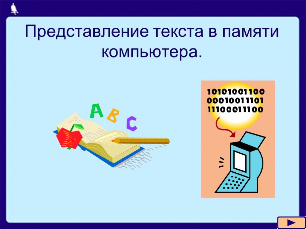 Представление текстовой информации в памяти компьютера презентация