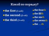 Какой по порядку? the first (1-ый) the second (2-ой) the third (3-ий). the fourth the fifth the sixth the seventh the …th