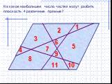 На какое наибольшее число частей могут разбить плоскость 4 различные прямые? 1 2 3 4 5 6 7 8 10 11 9