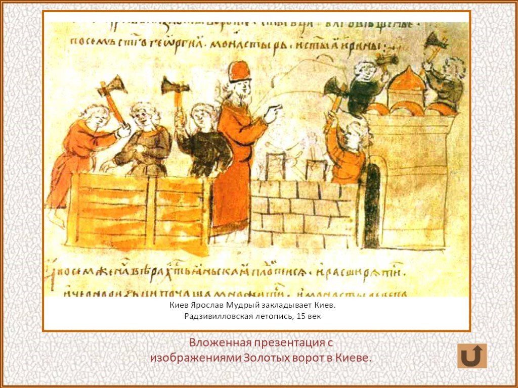 Заложил князь город великий. Золотые ворота Киев 1037. Летопись при Ярославе мудром.