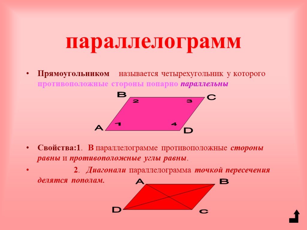 Назовите стороны четырехугольника. Параллелограмм. Вершины параллелограмма. Название сторон параллелограмма. 2 Параллелограмма.