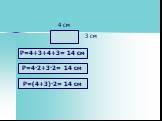 4 см P=4+3+4+3= 14 см P=(4+3)·2= 14 см P=4·2+3·2= 14 см