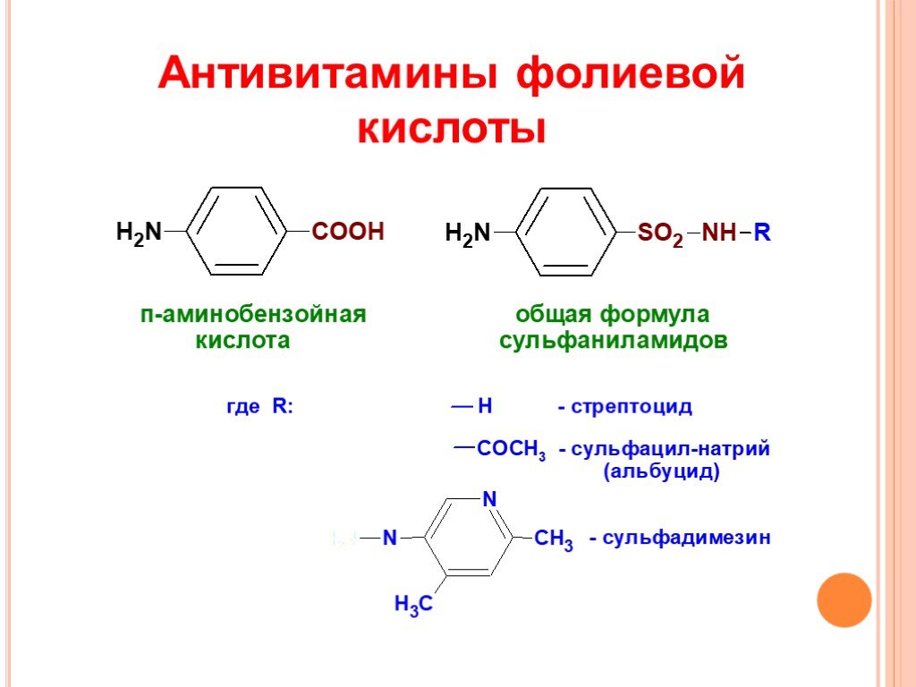 Формула фолиевой кислоты. Сульфаниламиды антивитамины. Аминоптерин антивитамин. Фолиевая кислота формула биохимия. Антивитамины фолиевой кислоты.