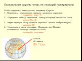 Определение широты точки, не лежащей на параллели. Чтобы определить широту точки, (например А)нужно: Определить, через сколько градусов проведены параллели. например: через 10 2. Определить широту параллелей, между которыми находиться точка. между 20 и 30 3. Через заданную точку провести параллель (