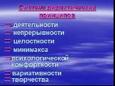 Система дидактических принципов. деятельности непрерывности целостности минимакса психологической комфортности вариативности творчества