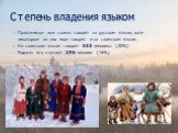 Практически все саамы говорят на русском языке, хотя некоторые из них еще говорят и на саамском языке. На саамском языке говорят 353 человека (20%) Родным его считают 296 человек (16%). Степень владения языком