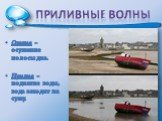 Приливные волны. Отлив – осушение полосы дна. Прилив – поднятие воды, вода заходит на сушу.