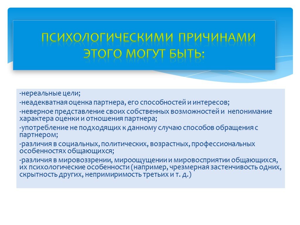 Нарушение коммуникативных навыков. Неадекватная оценка своих возможностей. Причины нарушения коммуникации. Оценка партнера. Коммуникативные нарушения речи и их коррекция презентация.