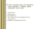 От капли, имеющей заряд +2е, оторвалась капля с зарядом +е. Модуль заряда оставшейся части капли Увеличился Уменьшился Не изменился Мог увеличиться или уменьшиться в зависимости от размера оторвавшейся капли