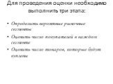 Для проведения оценки необходимо выполнить три этапа: Определить вероятные рыночные сегменты Оценить число покупателей в каждом сегменте Оценить число товаров, которые будут куплены