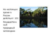 На настоящее время в России действует 101 Государствен-ный природный заповедник