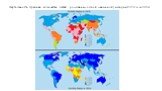 Фертильность (среднее количество детей, рожденных одной женщиной) в мире в 1970 и в 2014