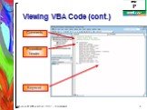 Viewing VBA Code (cont.) Comments Procedure header Keyword