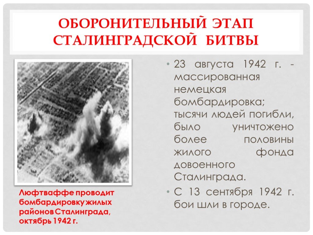 Оборонительный этап сталинградской битвы дата