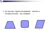 3. На рисунке параллелограммом является четырехугольник под номером … . 1 2 3