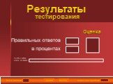 Затрачено времени. Снова Выход. Правильных ответов. в процентах Оценка. Результаты тестирования. Подождите! Идет обработка данных. Ошибки в выборе ответов на задания: