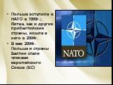 Польша вступила в НАТО в 1999г.; Литва, как и другие прибалтийские страны, вошла в него в 2004г. В мае 2004г. Польша и страны Балтии стали членами европейского Союза (ЕС)