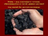 Уголь — вид ископаемого топлива, образовавшийся из частей древних растений под землей без доступа кислорода.