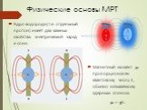 Ядро водорода (т.е. отдельный протон) имеет два важных свойства: электрический заряд и спин. Магнитный момент  пропорционален квантовому числу I , обычно называемому ядерным спином:   I .