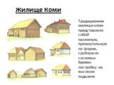 Жилище Коми. Традиционное жилище коми представляло собой наземную, прямоугольную по форме, срубную из сосновых бревен постройку на высоком подклете.