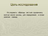 Цель исследования. Исследовать образцы листьев одуванчика, взятые возле школы, для определения в почве наличие свинца.