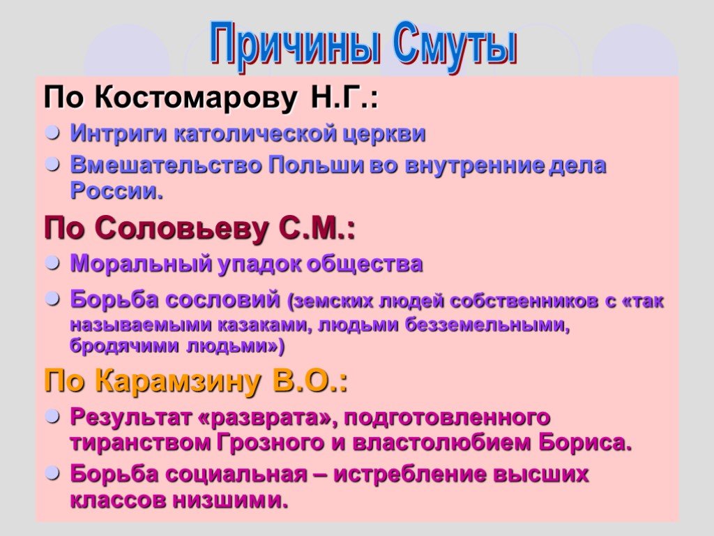 Смута оценки. Причины смуты. Причины смуты по Костомарову. Дискуссии о причинах смуты. Историки о смуте.