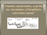 Укажите стрелочками, куда бы вы «поселили» в Петербурге сказочных героев?