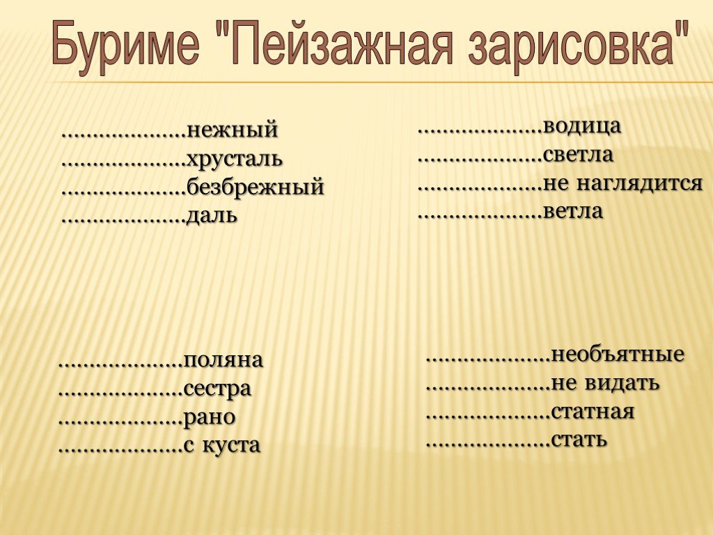 Буриме презентация 5 класс