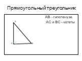 Прямоугольный треугольник. АВ –гипотенуза АС и ВС - катеты