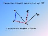 Виконати поворот відрізка на кут 90°. А В B’ А’. Сформулюйте алгоритм побудови