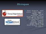 История. Первые виртуальные школы появились в США и Канаде в середине 1990-х гг. Например, частная виртуальная школа в Онтарио (Virtual High School) уже в 1996 году предложила два онлайн-класса — по биологии и канадской литературе. В крупной виртуальной школе во Флориде (Florida Virtual School) обуч