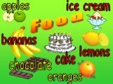 bananas apples lemons oranges chocolate cake ice cream