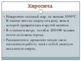 Хиросима. Невероятно сильный жар, не меньше 3000°С. В панике многие нырнули в реку, вода в которой превратилась в крутой кипяток. В огненном вихре погибло 200.000 человек почти половина города. Радиационное заражение начало свою неслышную работу, неся с собой ужасную медленную смерть.