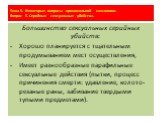 Большинство сексуальных серийных убийств: Хорошо планируется с тщательным продумыванием мест осуществления, Имеет разнообразные парафильные сексуальные действия (пытки, процесс причинения смерти: удавление, колото-резаные раны, забивание твердыми тупыми предметами).