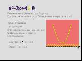 x²-3x+4 > 0. Рассмотрим функцию y=x²-3x+4 Графиком является парабола, ветви вверх (а=1, а>0). Нули функции: x²-3x+4=0. D0 при x (-∞; +∞). График функции с осью ox не пересекается