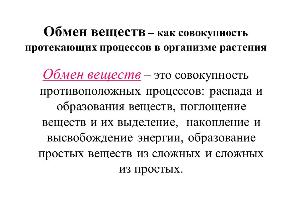 Презентация по обмену веществ