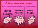 Собери название сказки. Сундук-самолёт. Калоши счастья. Капля воды.