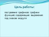 Цель работы: построение графиков графики функций, содержащие выражения под знаком модуля