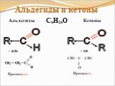 Кетоны C R O H - аль - он СН3 – С – СН3 || O Пропаналь Пропанон CnH2nO. Альдегиды и кетоны