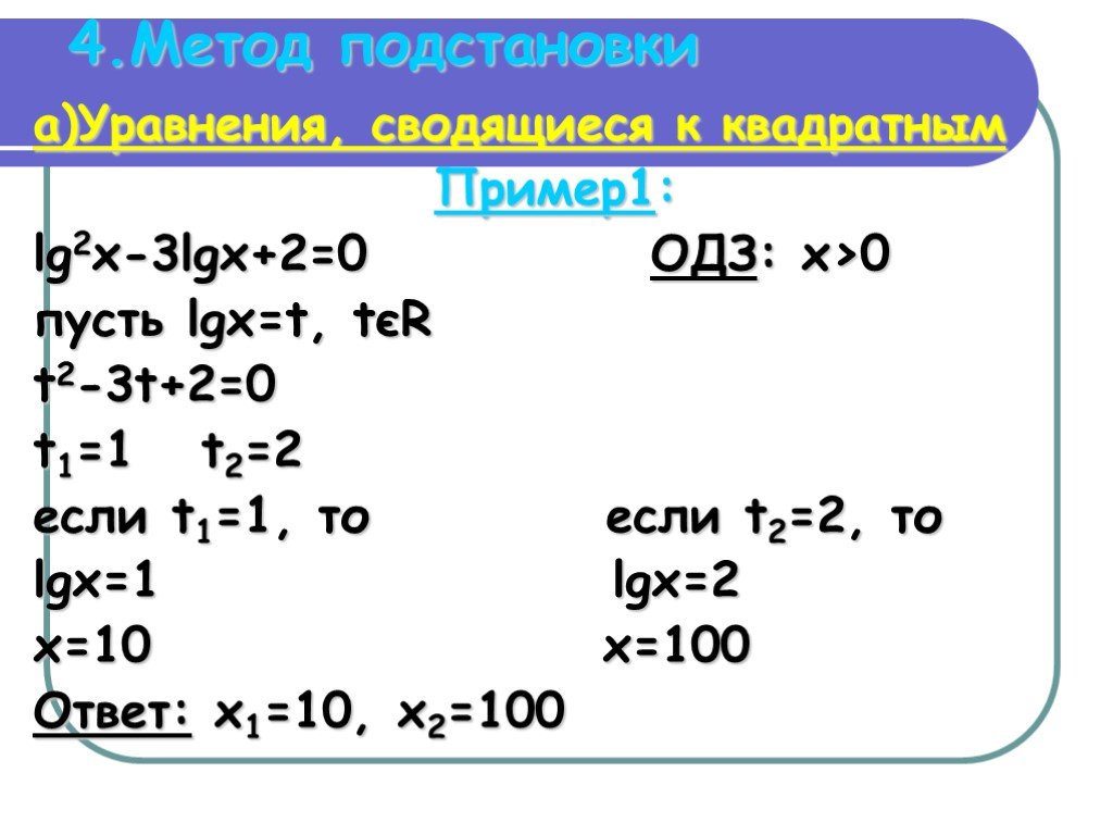 Lg x 4 2 x 0. Логарифмические уравнения сводящиеся к квадратным. Решение логарифмических уравнений сводящихся к квадратным. LG^2-LGX>0. Уравнение LG(2x+3)=lg3.