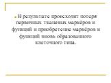 В результате происходит потеря первичных тканевых маркёров и функций и приобретение маркёров и функций вновь образованного клеточного типа.