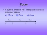 1. Длина отрезка AB, изображенного на рисунке, равна: а) 12 см б) 7 см в) 9 см