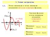 1.3. Точки максимума и точки минимума называются точками экстремума функции. f (х1 ) f (х2 ). Значение функции в точке экстремума называется экстремумом функции. Максимум функции Минимум функции f (х4 ) f (х3 )