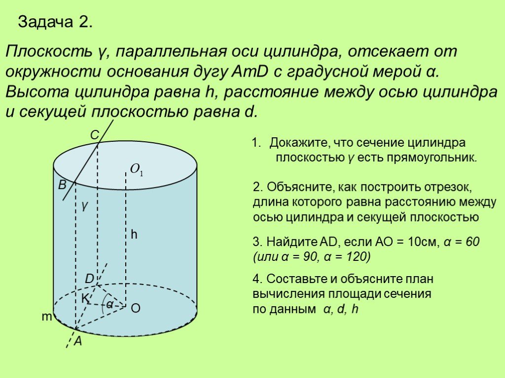 Радиус окружности цилиндра. Параллельная оси цилиндра. Плоскость параллельная оси цилиндра отсекает от окружности дугу в 120. Плоскость параллельная оси цилиндра. Площадь сечения цилиндра параллельного оси.