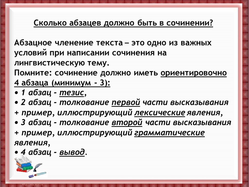 План сочинения по егэ по абзацам