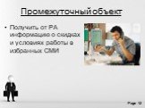 Получить от РА информацию о скидках и условиях работы в избранных СМИ