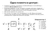 Одна планета в центре: Напряжен и замкнут. Нуждается в постоянной опоре на внешний мир, с которым обязана работать душа. Всего одна проблема- я сам. Но может не решить всю жизнь. Крутится в одной сфере жизни. Результат всегда никакой. Нужно только захотеть и все происходит, но опору нужно искать во 