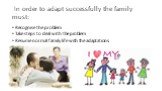 In order to adapt successfully the family must: Recognise the problem Take steps to deal with the problem Resume normal family life with the adaptations.