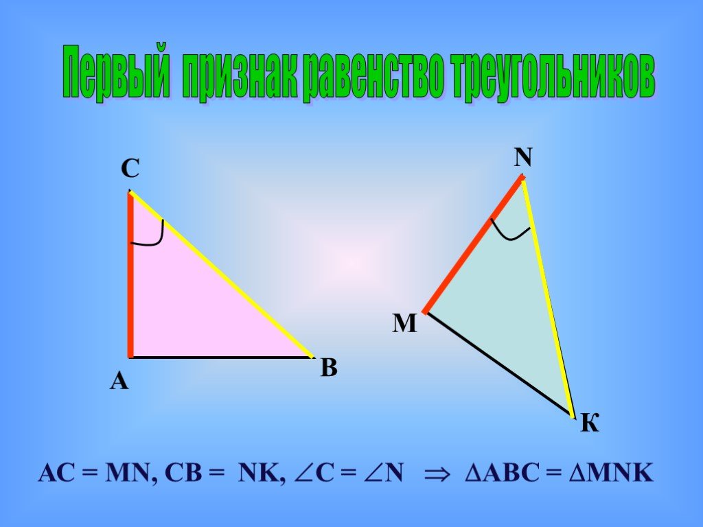 1 равенства треугольников 7 класс. 1 Признак равенства треугольников. Первый признак равенства треугольников 7 класс. Первый признак равенства треугольников 7. 1 Признак равернсатвтриугольников.