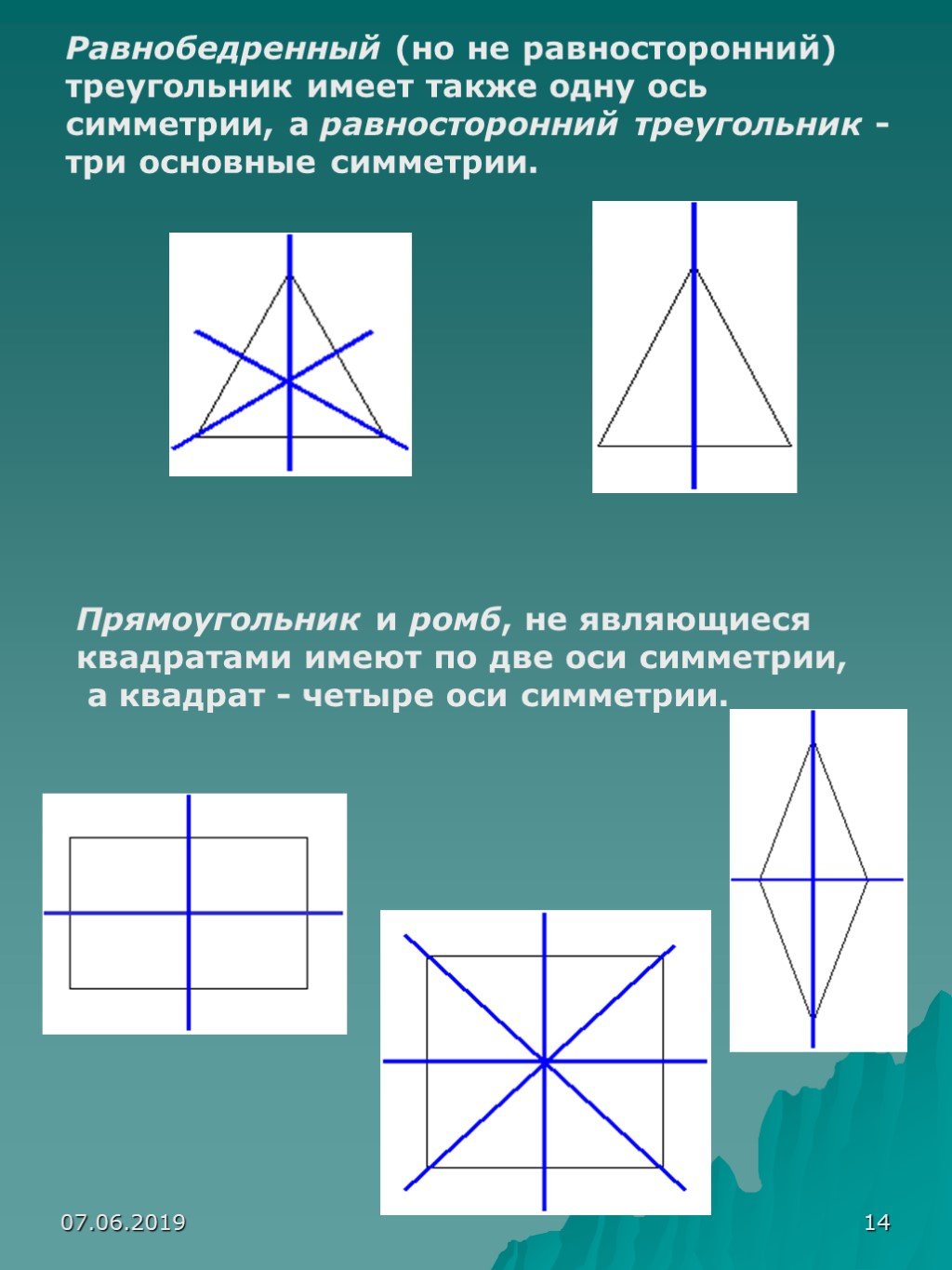 Равнобедренный треугольник имеет три оси симметрии верно. Оси симметрии квадрата. ОСБ симметрии в треугольнике. ОСТ симетрии треугольника. ОСТ стмметрии у прямоугольник.